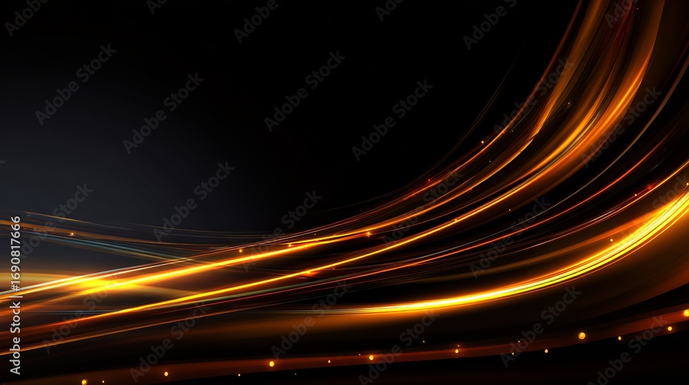 Poster dynamic golden streaks and lights create a luxurious background against a dark canvas for your next 