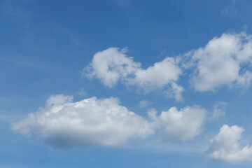 Stunning Blue Sky with Fluffy White Clouds Natural Background Image