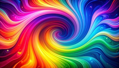 Psychedelic swirl with rainbow neon tones retro vibrant colorful abstract background
