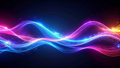 Glowing wave lines with bright neon energy futuristic digital modern abstract background

