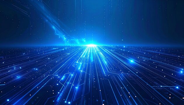 Digital circuit pattern with glowing blue lines futuristic cyber technology inspired abstract background
