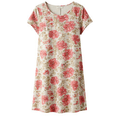 Floral Summer Dress on Transparent Background - Pink and Blue Flowers on White Fabric