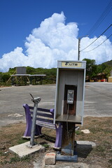 Curacao, Westpunt - abstract view over an old telephone on a public place 