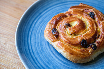 Single Pain Au Chocolate Breakfast Danish Pastry Served On A Plate