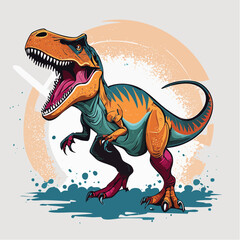 Fierce Tyrannosaurus Rex in a vibrant, stylized graphic design, showcasing prehistoric power as a creative artistic concept