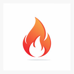 Stylized fire flame symbol with a smooth orange and red gradient. This isolated vector logo represents passion, warmth, and intense energy