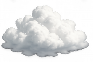 Realistic white cumulus cloud floating on transparent background, ideal for photo editing and compositing