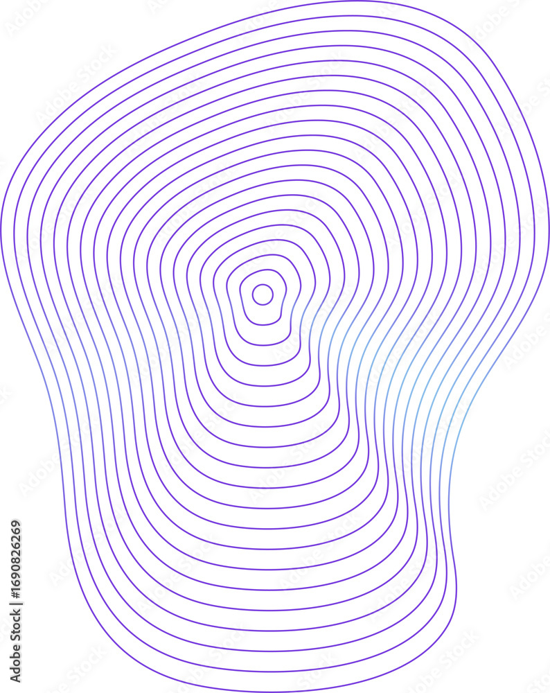 Poster circle dynamic amorphous shape fluid form with line blue gradient