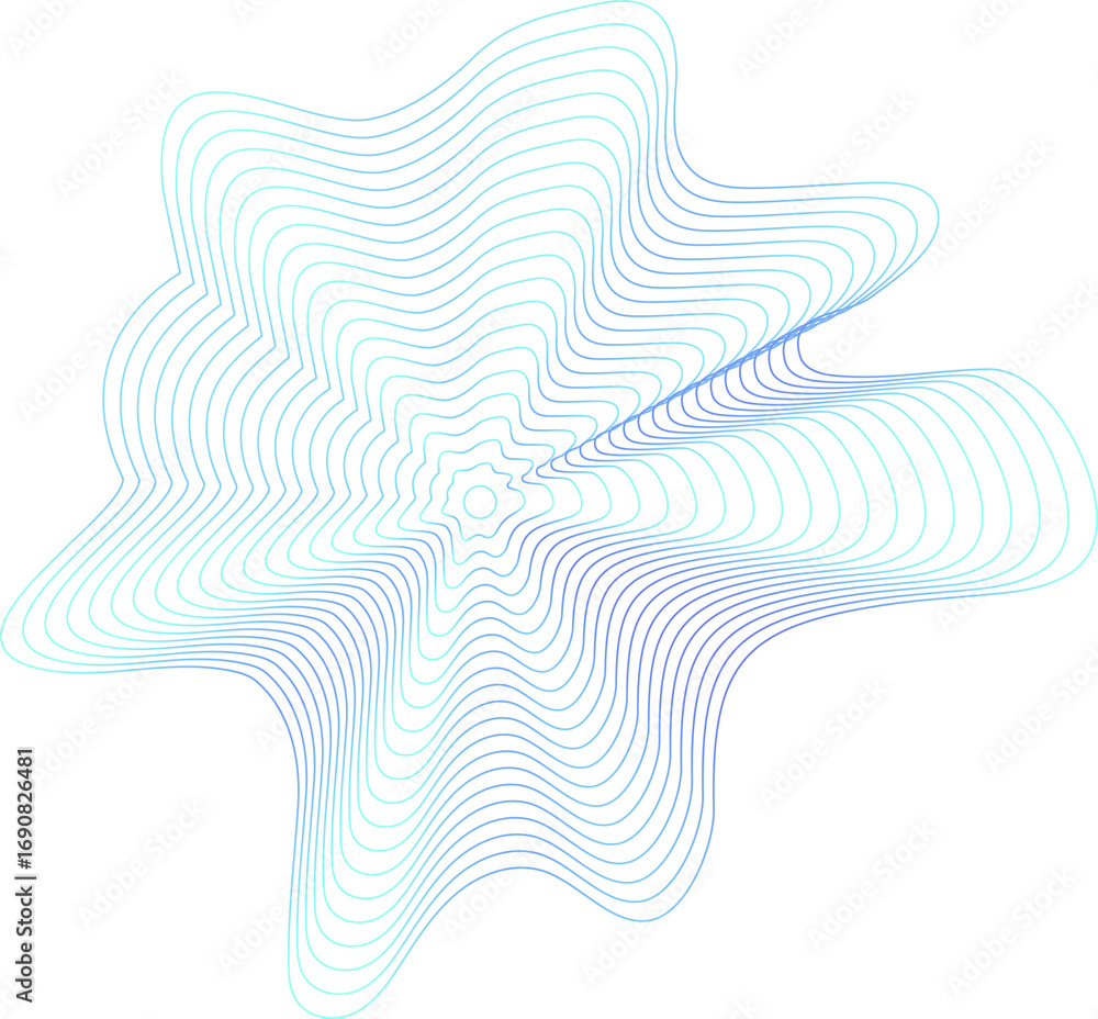 Poster circle dynamic amorphous shape fluid form with line blue gradient