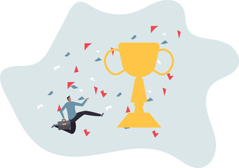 Celebrate work achievement, success or victory, winning prize or trophy, challenge or succeed in business competition .about a man and his life.