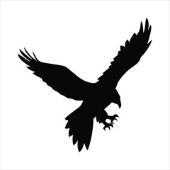 Black silhouette of an eagle in flight with wings spread wide