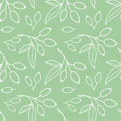 Pattern Hawthorn Berry Branches with Round Small Pome Fruits.
