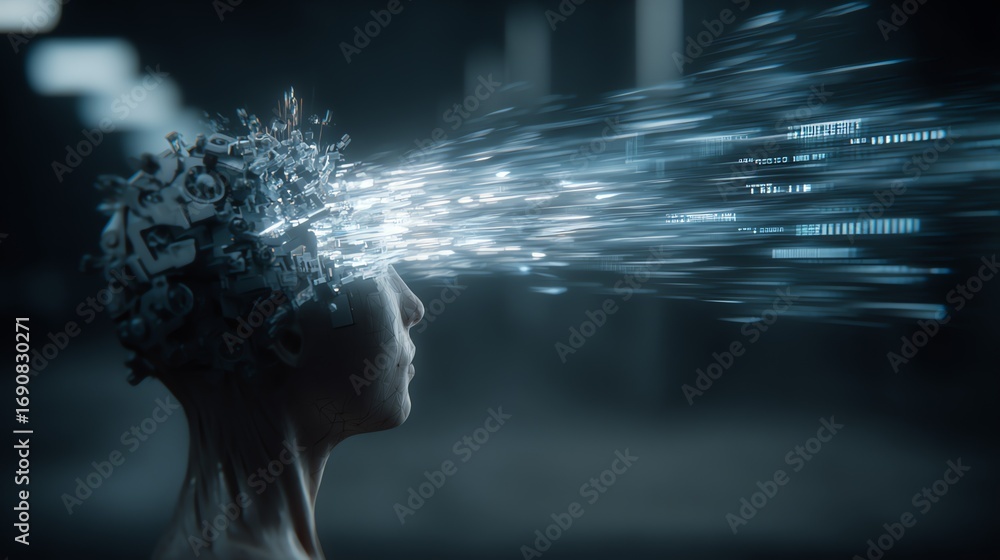 Poster a digital representation of the human mind explores the intersection of consciousness and technology