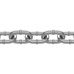 Fototapeta premium Photorealistic 3 D Rendering of a Silver Metal Chain isolated on a transparent background link connection