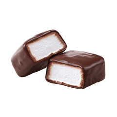 close up of chocolate glazed cream-filled confections
