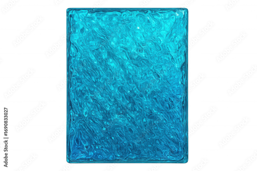 Poster glass block with transparent background, featuring a wavy and textured surface, creating an interest
