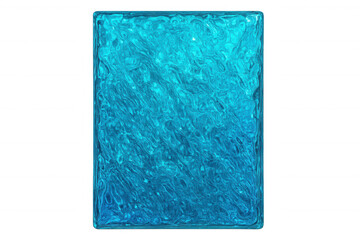 Glass block with transparent background, featuring a wavy and textured surface, creating an interesting visual effect