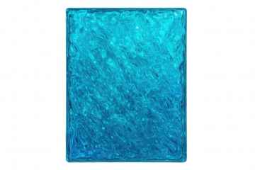 Glass block with transparent background, featuring a wavy and textured surface, creating an interesting visual effect