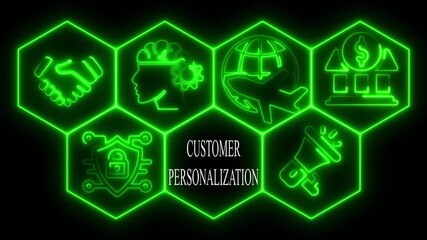 Abstract neon graphics illustrating customer personalization in business and finance - Powered by Adobe