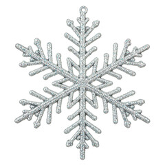 realistic snowflake decoration isolated on white background, symbol of winter, christmas, cold season, and festive holiday design
