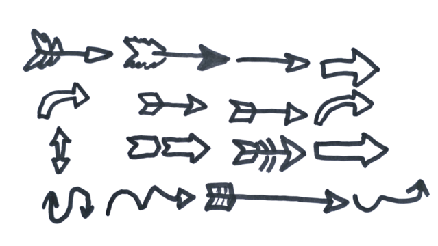 Hand-Drawn Doodle Art of an Arrow in a Simple Style Isolated on a White Background with Copy Text Space. Minimal Illustration Element for Directional Posters, Decorative Themes, and Creative Designs.