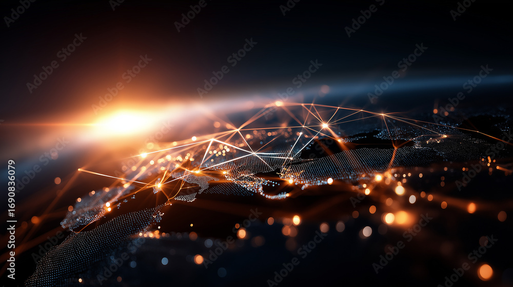 Poster a panoramic digital interface filled with glowing ai models neural connections stretching across a g