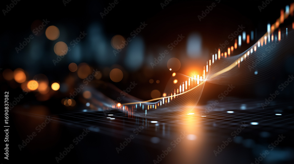Poster a futuristic financial trading board glowing with interactive graphs algorithms calculating in real 