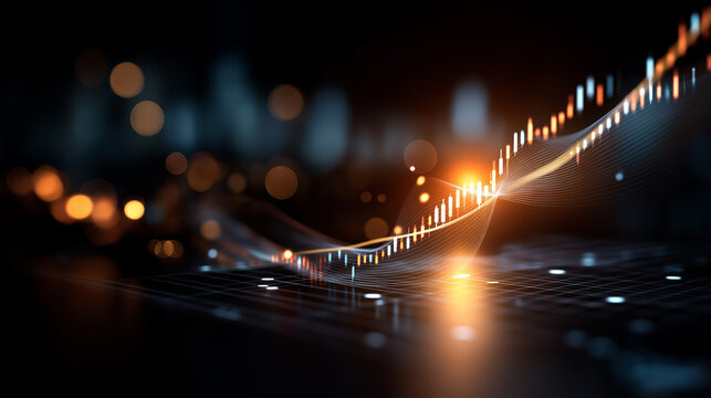 A futuristic financial trading board glowing with interactive graphs algorithms calculating in real time candlestick charts and predictive curves illuminating the digital environ
