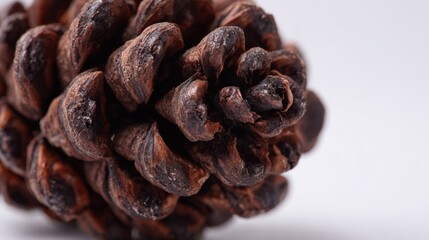 Detailed close up of pine cone showcasing natural texture and coloration