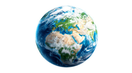 Fototapeta premium Detailed view of planet Earth from orbit showcasing continents and oceans, cut out transparent