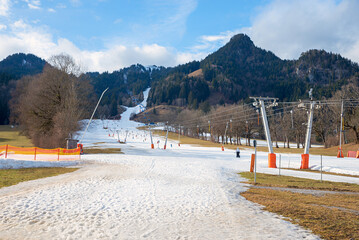 Brauneck ski area, little snow at the beginning and end of the ski season