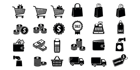 Vector art of collection of shopping and commerce icons