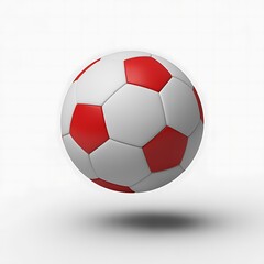 Red and white soccer ball floating in mid air illustration