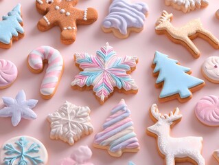 Variety of Iced Gingerbread and Winter Themed Cookies
