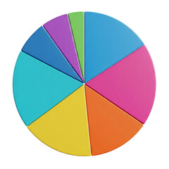 Obraz premium Colorful Pie Chart with Multiple Sections for Data Visualization, Isolated on Transparent Background