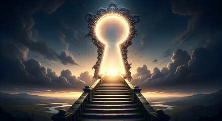 Ascend to a bright, magical future through an ornate keyhole portal