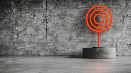 A red target with concentric circles on a gray wall.