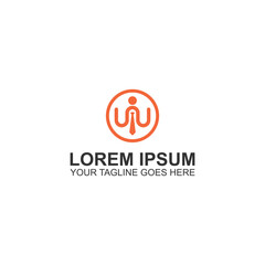 Modern Letter T Business Logo with Abstract Human and Tie Icon in Orange Circle