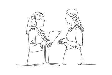  Risk management concept. Single line draw design. Vector graphic illustration