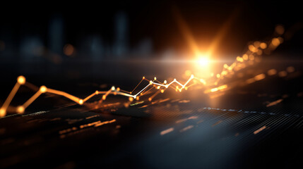 A futuristic financial forecasting interface glowing with predictive graphs interactive charts expanding outward background filled with radiant light pulses atmosphere of