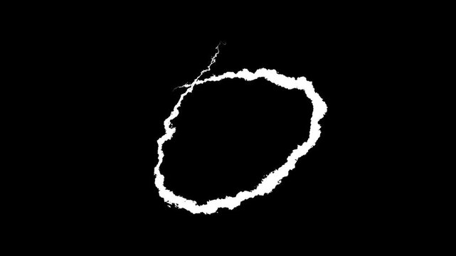 Animation of a circle sign making motion on a black background white Circle round animated marker hand drawn highlighter elements. Hand-drawn ovals animation with transparent background 4K resolution 