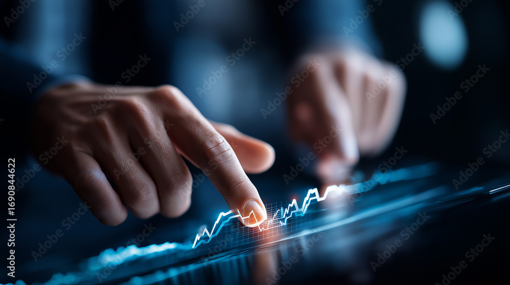 Aufkleber a futuristic dashboard with layered financial analytics predictive modeling curves glowing brightly 