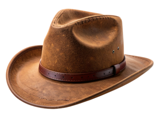  Fantasy Floating Brown Cowboy Hat with Glowing Embellishments – Surreal PNG