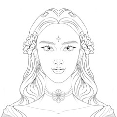 portrait of a girl line art artwork 