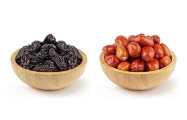 Classic Dried Fruit Duo Featuring Seedless Plum and Russian Olive in Clean Overhead Setup