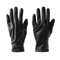 Obraz premium Black protective gloves on white background for safety and industrial applications, suitable for various tasks and environments