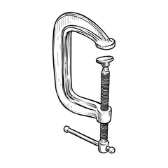clamp woodworking vector line art hand drawn illustration