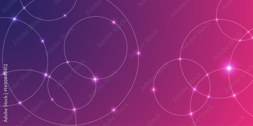 Aufkleber vivid neon light line circle bubble abstract pink dynamic background. shiny neon lights, dark abstra