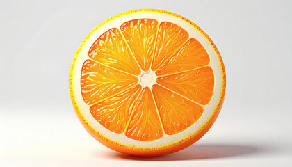 Realistic Orange Slice 3D Icon Isolated on Clean White Background for Food Illustrations, App UI, and Digital Design Projects