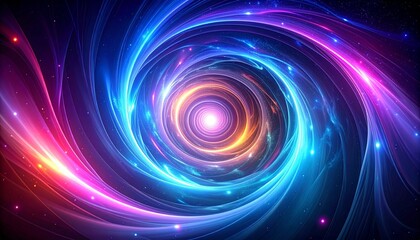 Obraz premium Spiral vortex with glowing neon colors depth perspective dynamic energy abstract background 